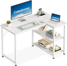 L-Shaped Desk White Small 100x70cm Home Office Simple Assembly