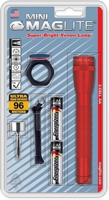 Classic Red Mini Incandescent Flashlight with Spare Lamp Maglite