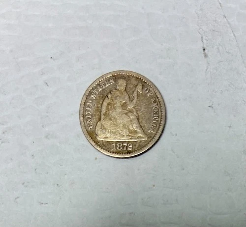 1872 Seated Liberty Half Dime, VG Details, Cleaned
