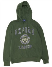 JACK & JONES Mens Oxford League Graphic Hoodie Jumper Large Green Cotton NA10
