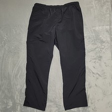 Vintage Lands End Track Pants Womens 18 Black Windbreaker Jogger Made in USA Y2K