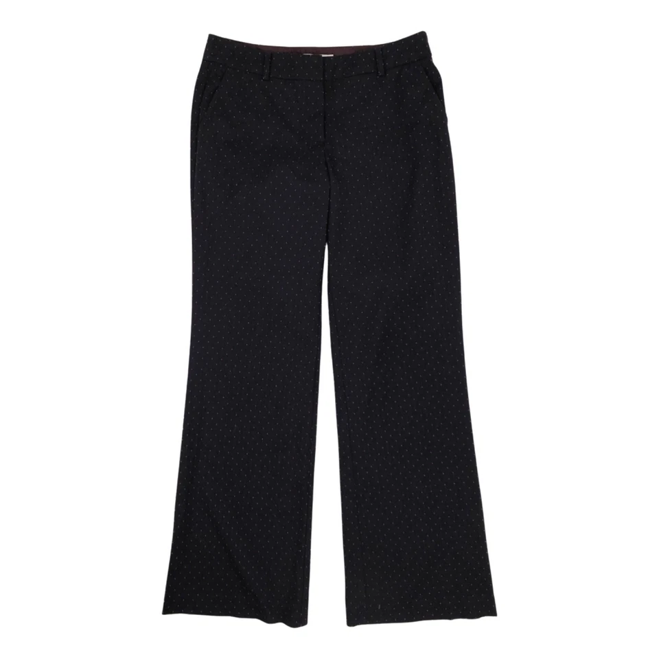 Pantalones Trina Turk Talla 4 Pequeños Lunares Marrón y Rosa Cintura Alta Pierna Acampanada Elegante Foto 2 de 4