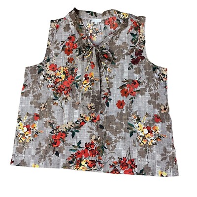 Talbots Women's Top Blouse Size XL Sleeveless Floral Autumn