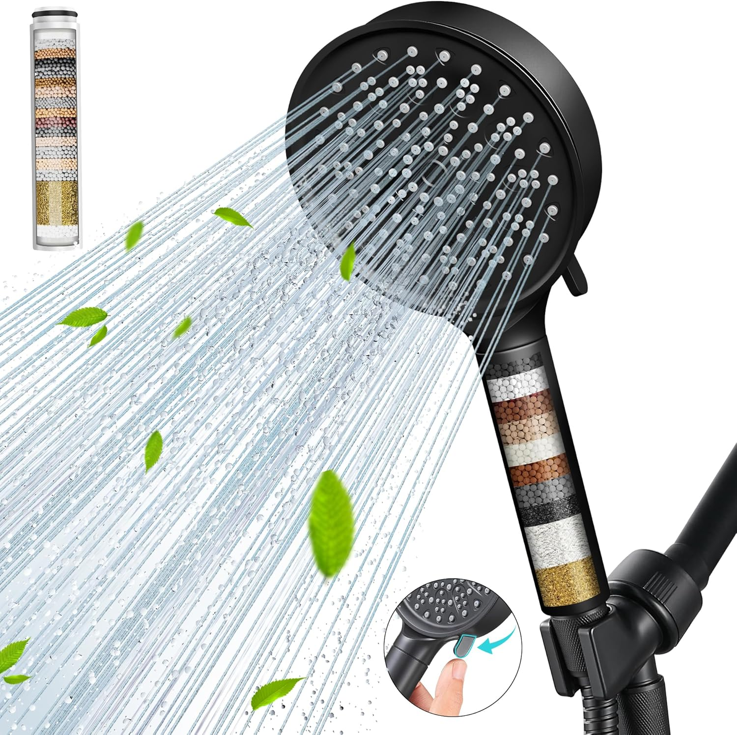 Cobbe Filtered Shower Head with Handheld, High Pressure 6 Spray Mode Showerhead
