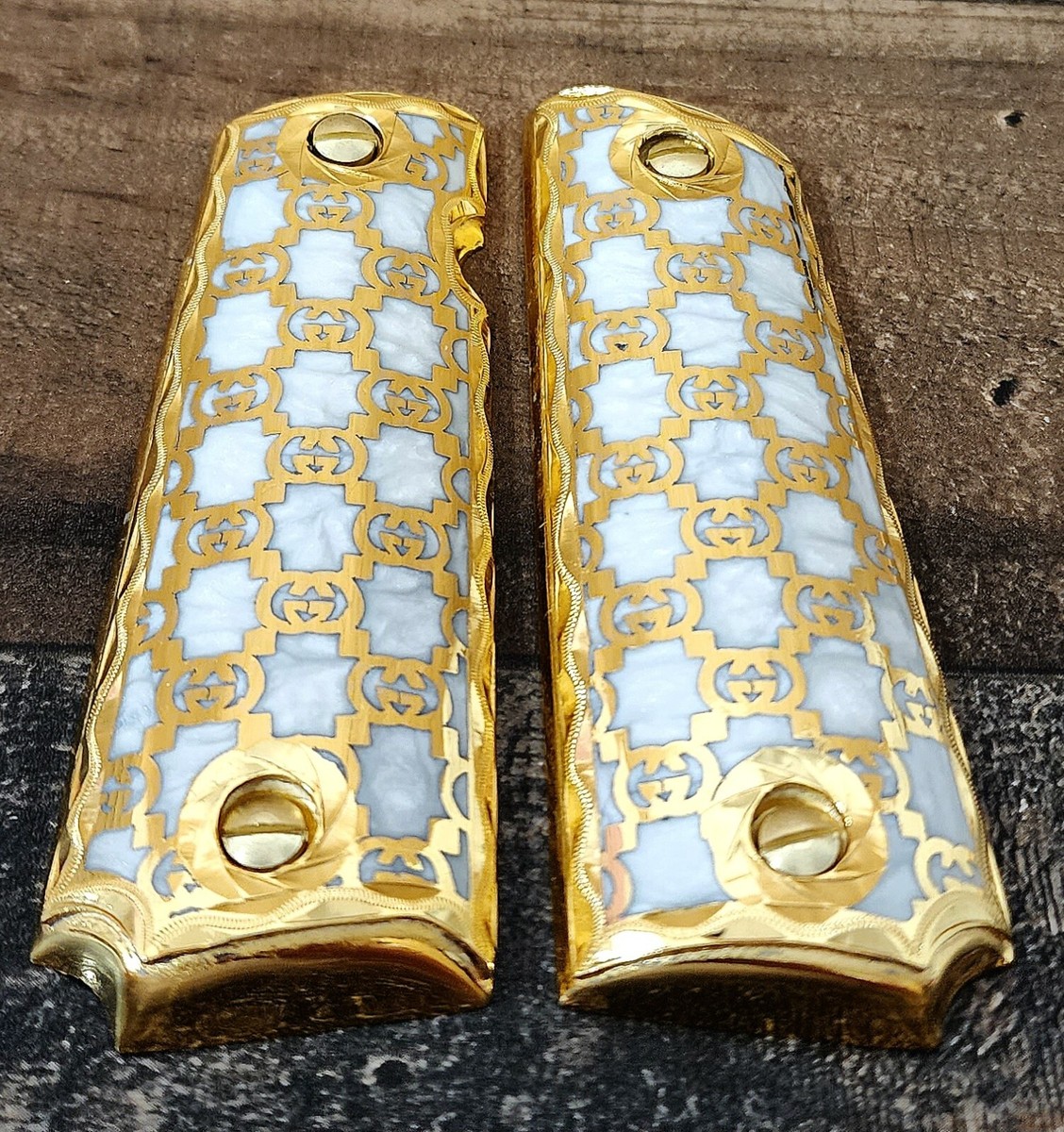 Premium Style Mother Of Pearl 1911 Custom Grips Cachas Mexicanas