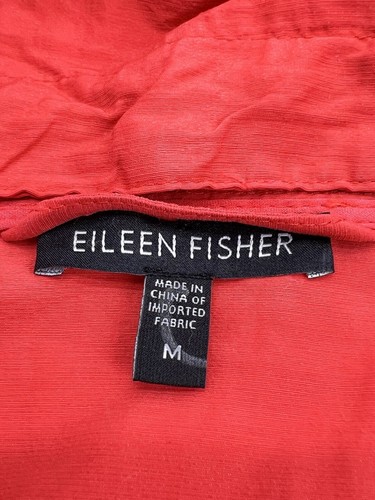 Eileen Fisher Womens Rain Jacket Coral Medium Snap Off Hood Anorak Lightweight - Picture 6 of 7