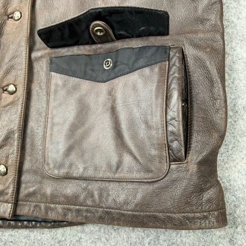 Giacca pelle Harley Davidson vintage donna XL marrone bottoni moto motociclista - Foto 7 di 14
