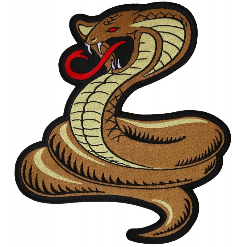 Iron-On or Sew-On 9x10 Cobra Coiled Snake Large Back Patch
