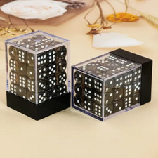 NEW Dice Cube Set of 36 D6 12mm - Translucent Dark Smoke w/ white pips