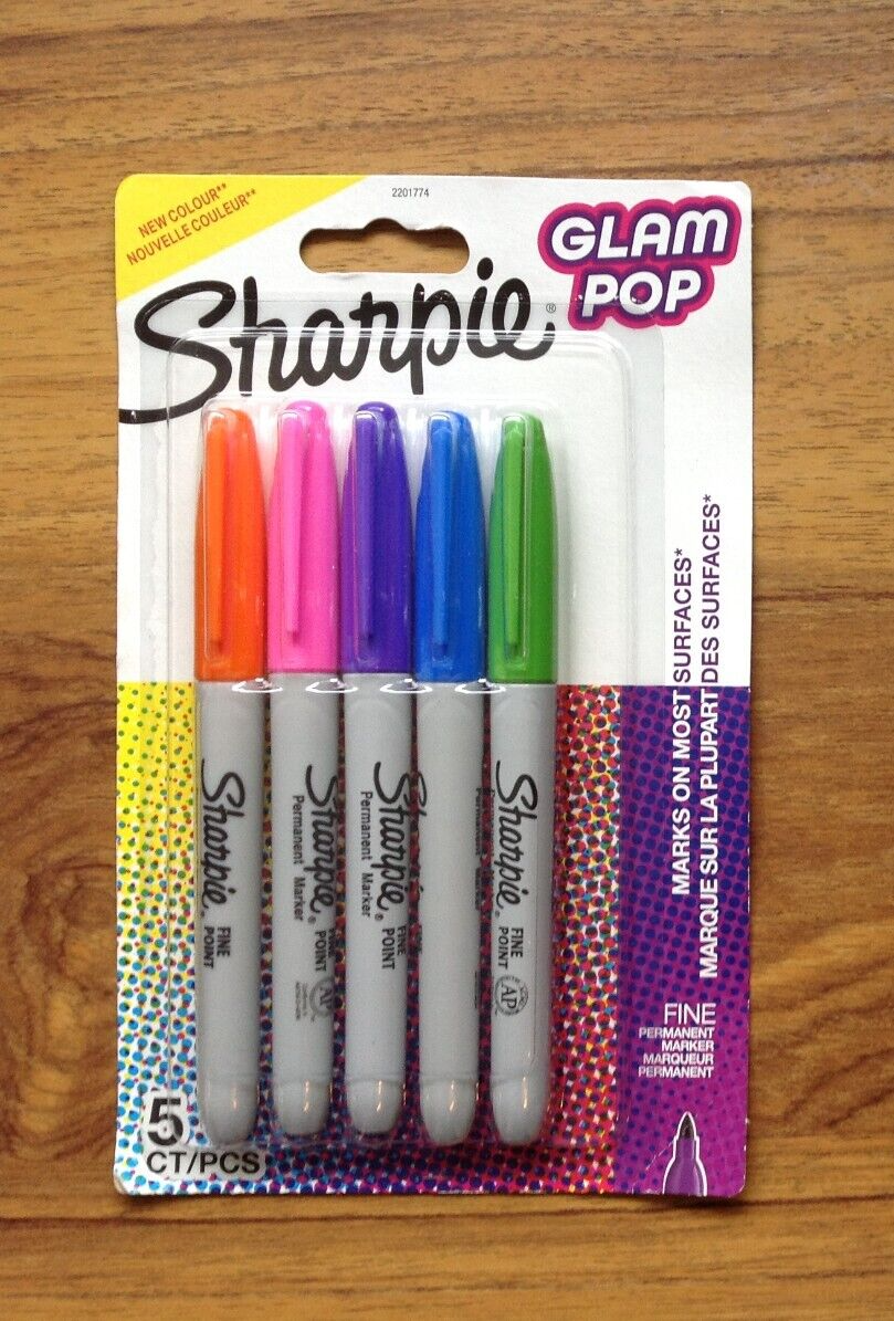 Sharpie Glam Pop 5 Colours Permanent Markers Fine Point 5 Pen Pack  Free UK Post