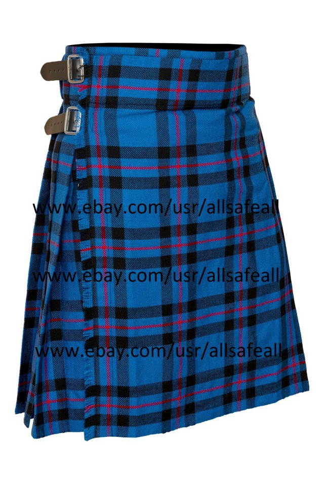Black Stewart Men's 5 Yard Tartan Kilt - 13oz Acrylic Highland Kilt, Adjustable Straps, 24 Inch Length, Machine Washable - View #5