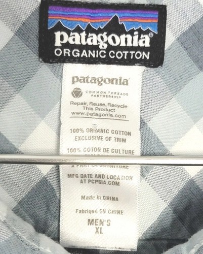 PATAGONIA Fezzman Shirt Short Sleeve Organic Cotton Plaid Blue-Green MEN XL - Picture 4 of 24
