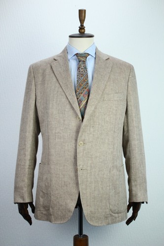 Blazer cappotto sportivo Lux BOGGI MILANO Beige PURO LINO Herrigbone 56IT 46US/UK