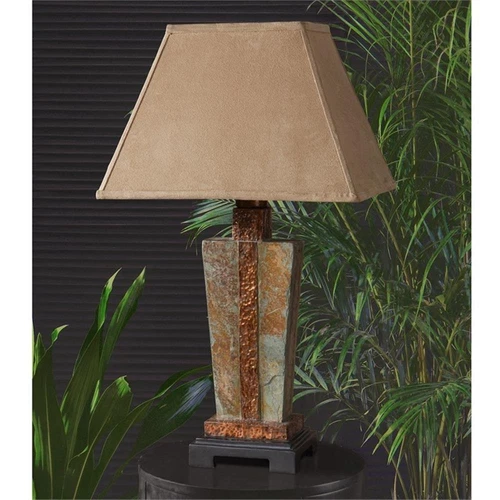 Uttermost Indoor and Outdoor Slate Accent Lamp in Hammered Copper - Picture 2 of 3