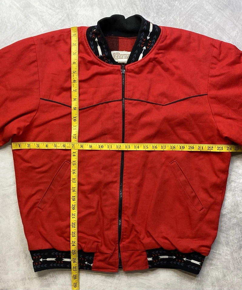 Vintage Tex Tan Western Bomber Jacket Size Large Plaid Lined Red - Изображение 4 из 4