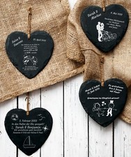 Schiefer-Herz Geschenk Hochzeit Trauung versch. Motive, Wunschgravur