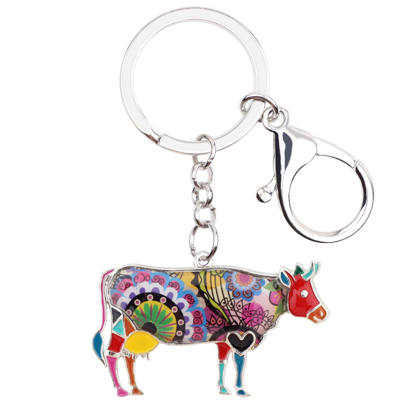 Enamel Alloy Cattle Keychains Bull Car Key Ring Charms Farm Animals ...