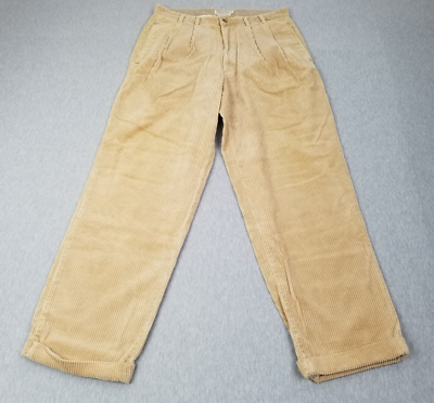 VINTAGE Banana Republic Pants Mens 32x34 Tan Corduroy Pleated