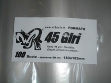 100 BUSTE WR "45 GIRI" 183x183 mm x Vinili 45 giri Flexidisc Dischi Durium carto