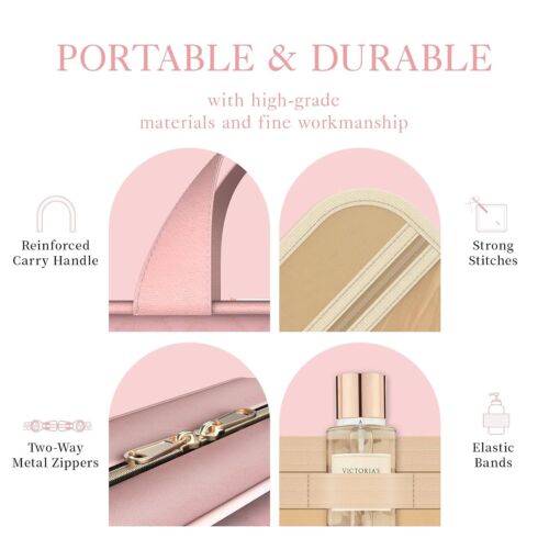 Travel Toiletry Bag for Women with Hanging Hook - Portable Cosmetic Case, Toilet - Picture 6 of 11