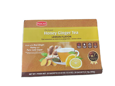 2 Boxes Pocas Honey Ginger Tea, Lemon, 12.7 Ounce, 40Bags