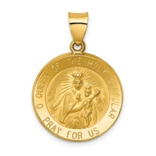 14K Yellow Gold Queen of the Holy Scapular Religious Reversible Medal Pendant