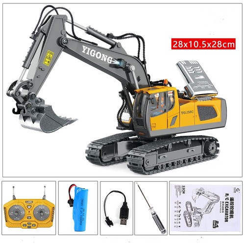 Ferngesteuerter Bagger Spielzeug RC Bagger mit Metall Schaufel Lichtern & Sound - Bild 7 von 9