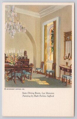 State Dining Room Lee Mansion Painting by Ruth Perkins Safford Postcard