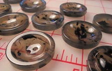 12 Tortoise Shell Look Plastic Buttons 2 Hole 1-1/4" Italy Large Smoke Color