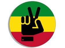 4" round rasta flag with peace sign bumper sticker made in the usa