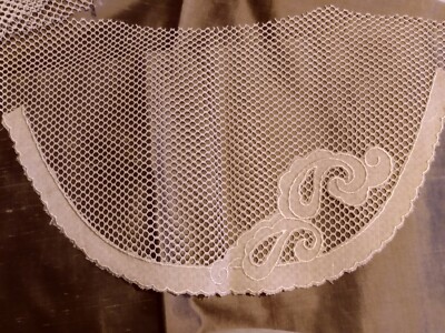 BEIGE LINEN APPLIQUE ON MESH COLLAR  INSET IN CLOTHING
