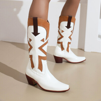 Women's Pointed Toe Cowboy Western Riding Knee High Boots