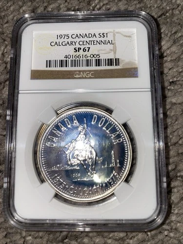 1975 SP67 Canadian $1 Silver Dollar Calgary Centennial NGC Canada