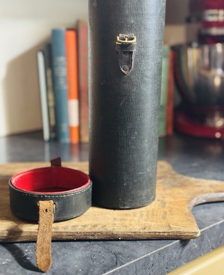 Thermos Bottle Carrying Case Leather Strap Vintage Holder London Single Black