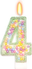 Birthday Candles - Number 4 Candle, Colorful Macaron Candles for Boys/Girls,