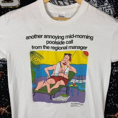 Vintage 1990 The Neighborhood Jerry Van Amerongen T-Shirt Stedman White Large