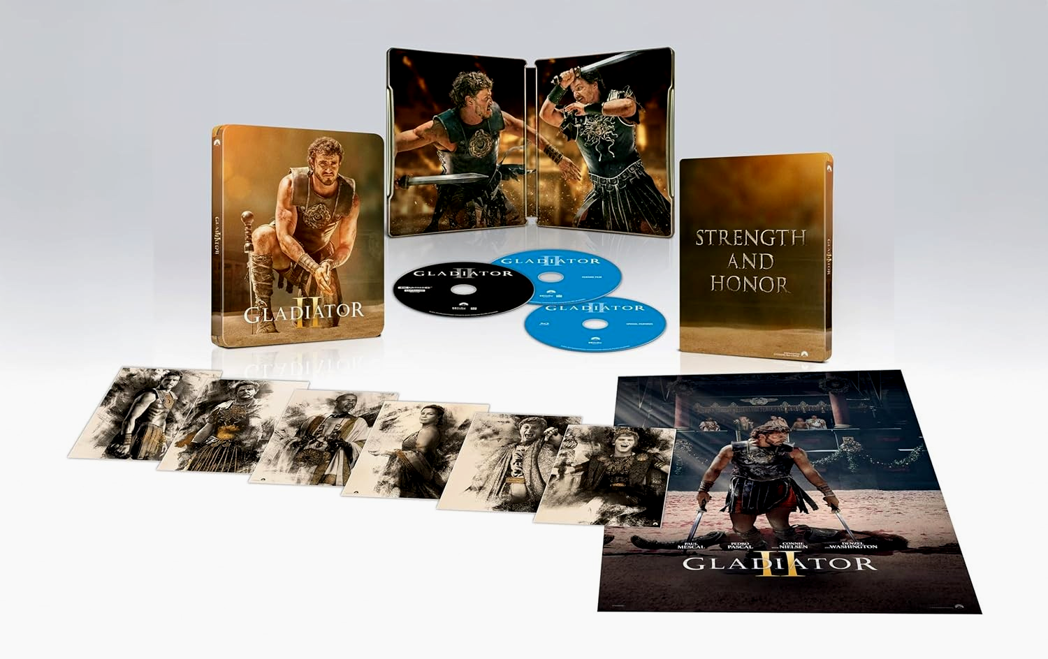 Gladiator II Steelbook 4K UHD+BD+BD Extras+6 Postales+Poster Steelbook Nuevo A-B