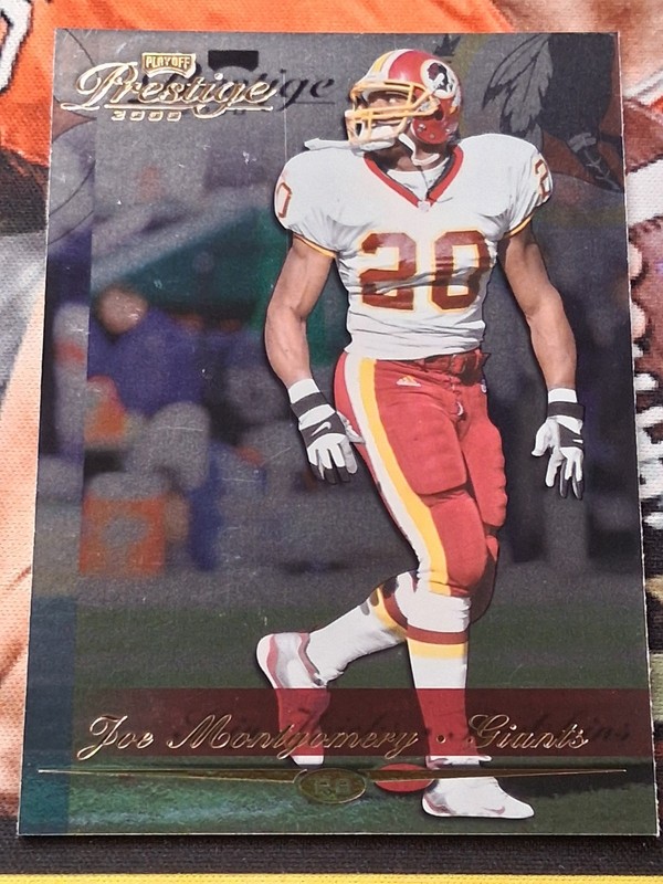 Joe Montgomery 2000 Panini Prestige Misprint Error Skip Hicks Giants Redskins