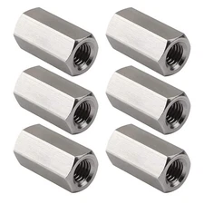 M8 X 1.25-Pitch 24mm Length Metric Hex Coupling Nut 304 Stainless Steel Rod C...