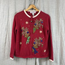 VTG Tiara International Sweater Womens MED Christmas Reindeer Ugly Sweater