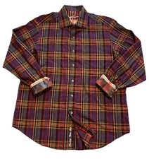 Robert Graham Classic Fit Plaid Flip Cuff Mens XL Long Sleeve Button Shirt