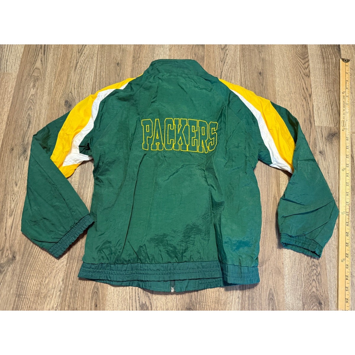 Vintage Green Bay Packers Windbreaker Jacket Green Yellow Full Zip