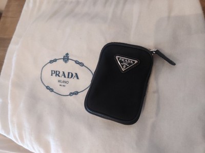  Prada Black Nylon and Leather Mini Re-Nylon Pouch- Rare Luxury NEW Italy 