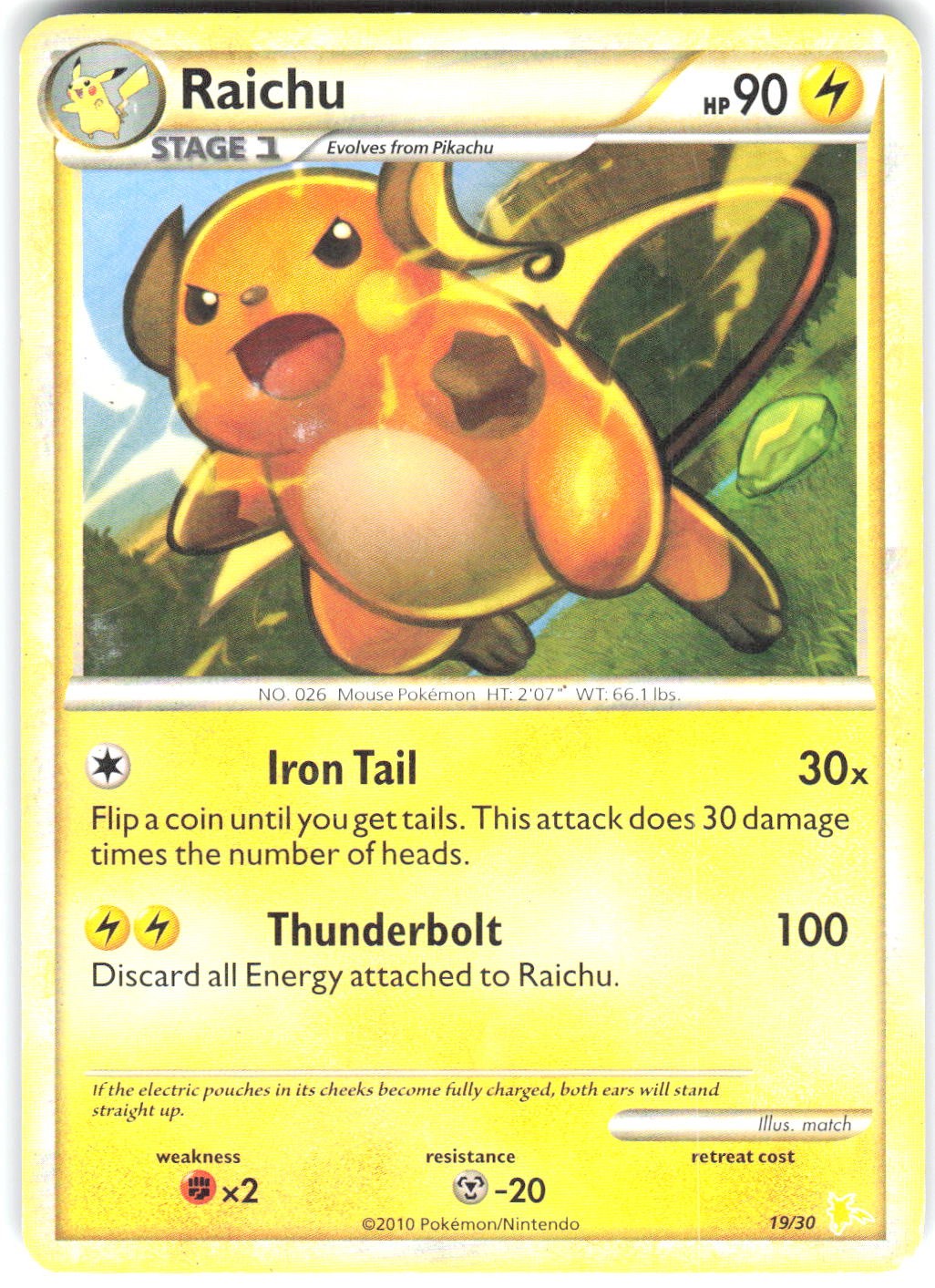 Raichu 10/123 Rare HeartGold & SoulSilver Pokemon MP