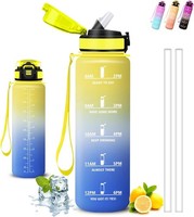 Trinkflasche 1L, Trinkflasche Sport, Wasserflasche Mit Strohhalm,