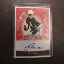 #4/5 Luke Falk Rookie Auto Red Acetate Card 2018 Leaf Trinity WSU Dolphins. rookie card picture