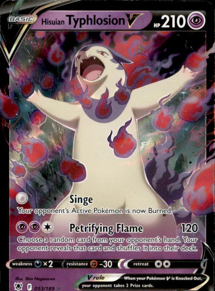 Hisuian Typhlosion V 053/189 Holo V Rare Astral Radiance Pokemon Lightly Played