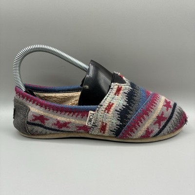 Toms Southwest Navajo Aztec Alpargata Women s 6 Multicolor Slip On Flats Fleece