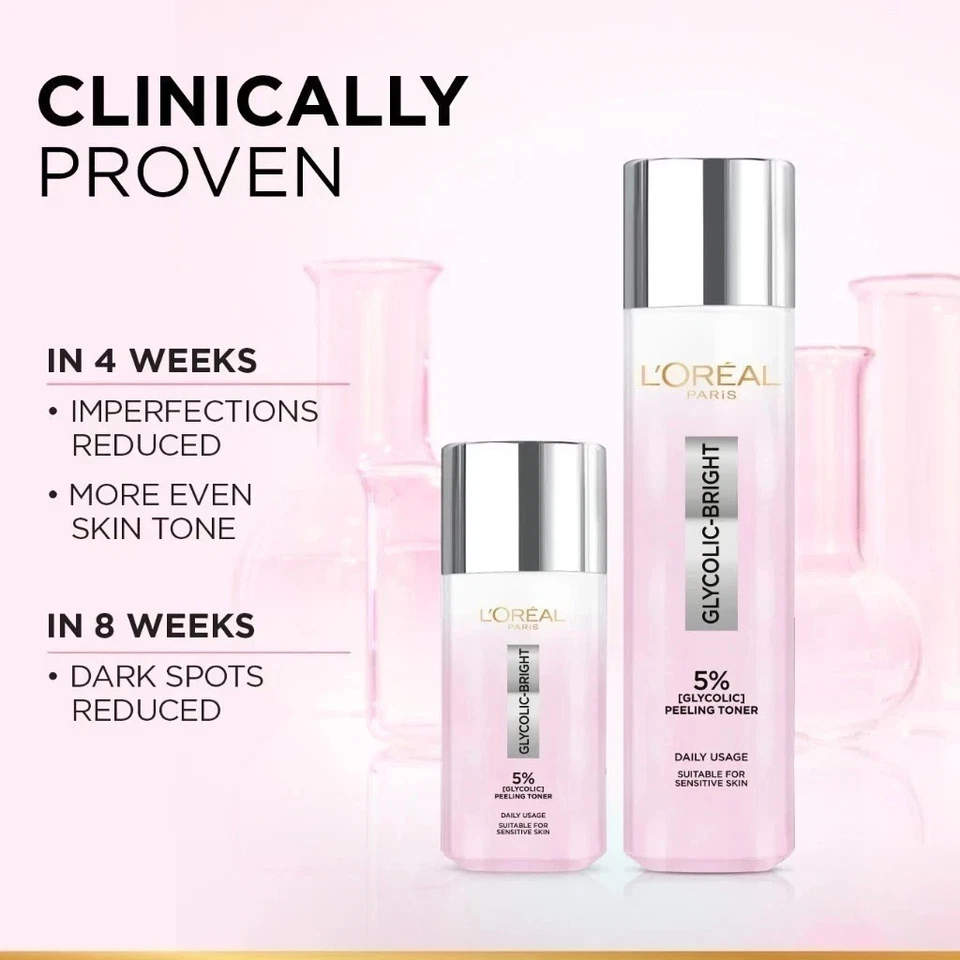 Tónico exfoliante brillante L’Oréal Paris Glycolic Bright 5 % ácido glicólico (128 ml) Foto 4 de 4