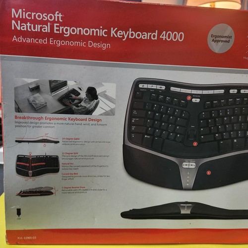 NEW, Microsoft Natural Ergonomic 4000 (B2M-00012) Wired Keyboard, Unopened!! - Picture 4 of 9